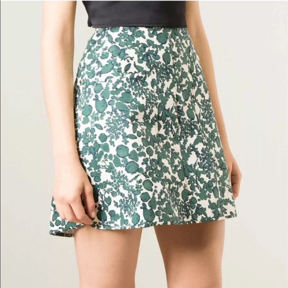 Tory Burch Priscilla Twill Skirt. Green floral